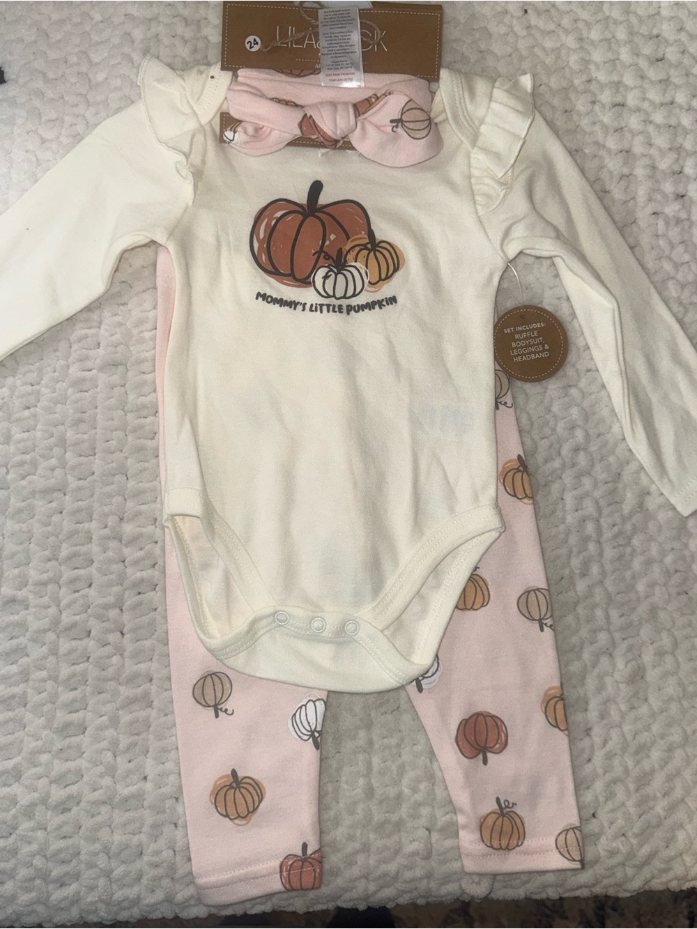 Cream & Pink Pumpkin Bodysuit Set - Mommy's Little Pumpkin